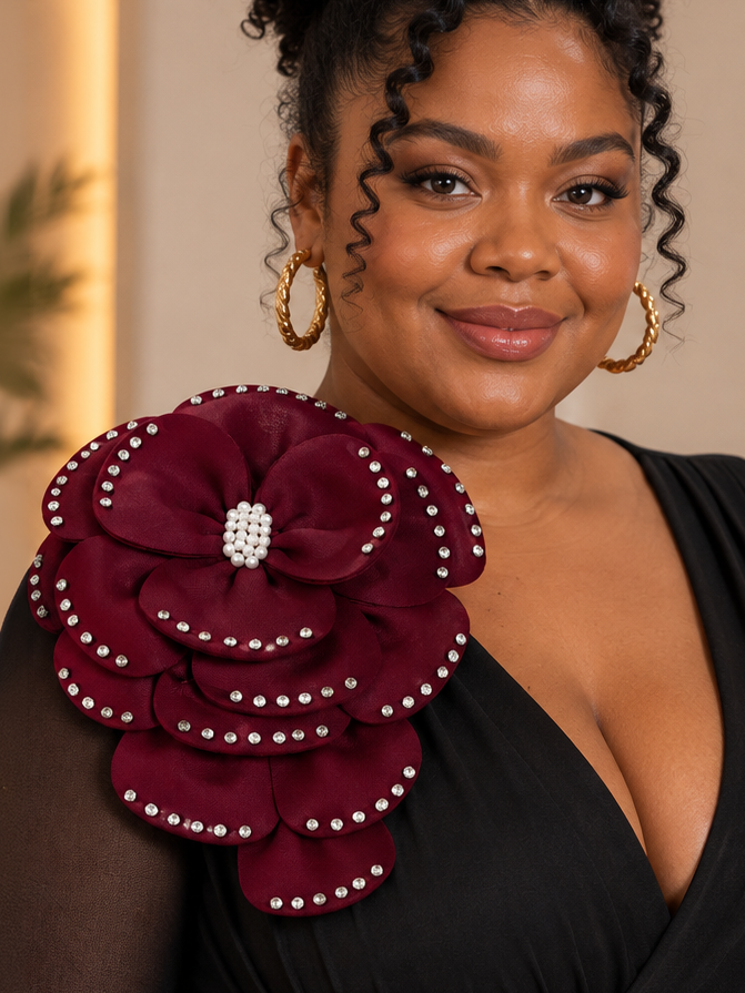 Oversized Flower with Rhinestones