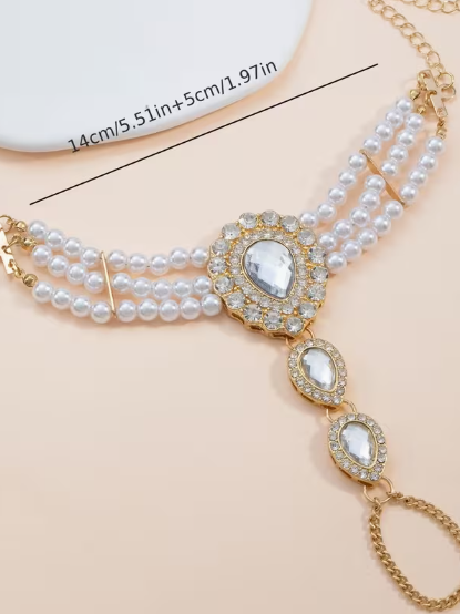 Pearl & Shine Statement Bracelet & Ring detail view