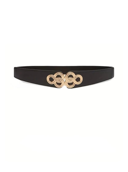 Plus Size Elastic Wide Belt with Gold Clasp, belt, detail view