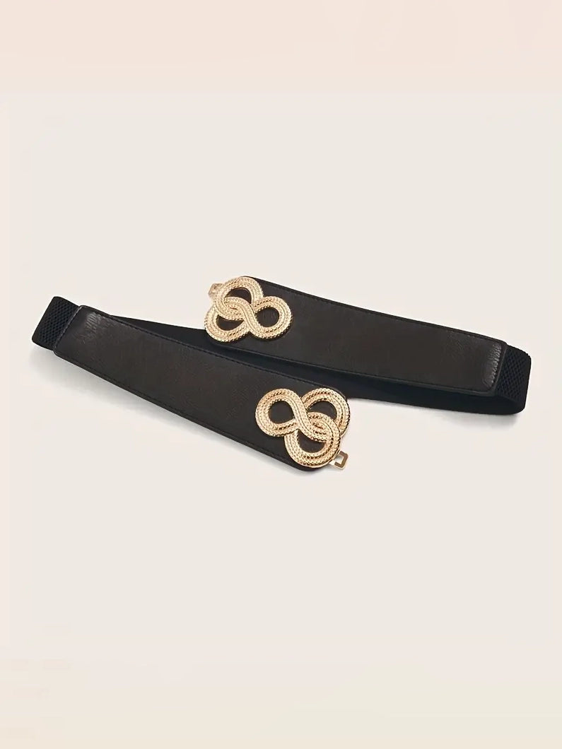 Plus Size Elastic Wide Belt with Gold Clasp, belt, product view