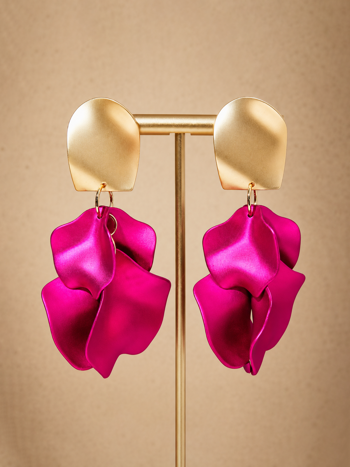 Petal Dangle Earrings in Fuchsia