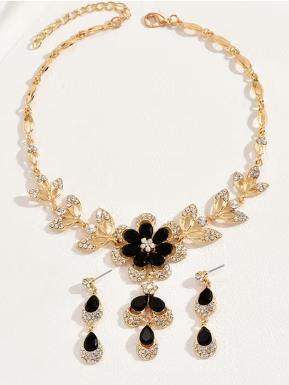 Flower Two Tone Necklace set, necklace, detail view