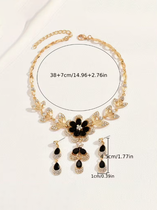 Flower Two Tone Necklace set, necklace, styled view