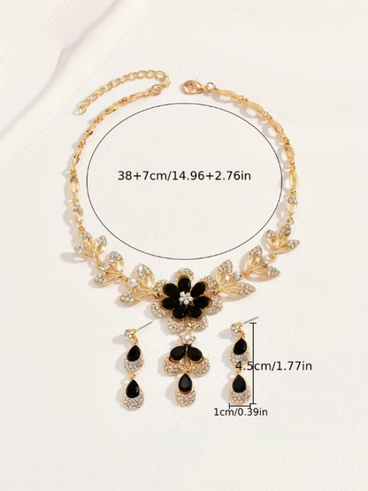 Flower Two Tone Necklace set, necklace, styled view