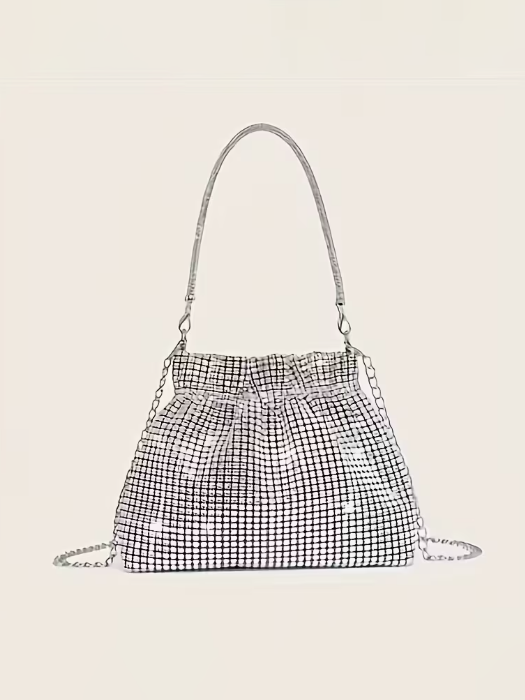 Rhinestone Bucket Evening Bag, bag, front view