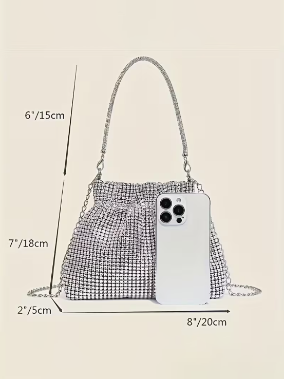 Rhinestone Bucket Evening Bag, bag, detail view