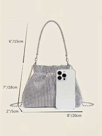 Rhinestone Bucket Evening Bag, bag, detail view