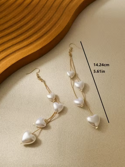 Sweetheart Pearl Drop Earrings, earrings, alternate view