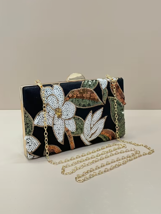 Sequin Embellished Statement Clutch