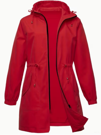 Esperanza Hooded Plus Size Jacket In Red