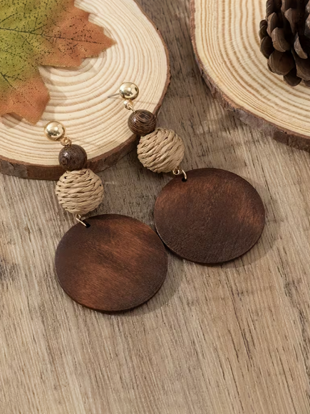 Wooded Layered Earrings