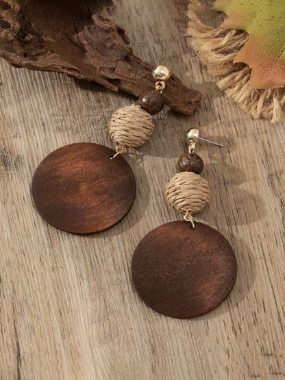 Wooded Layered Earrings
