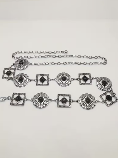 Boho Flair Plus Size Belt in Silver-Black