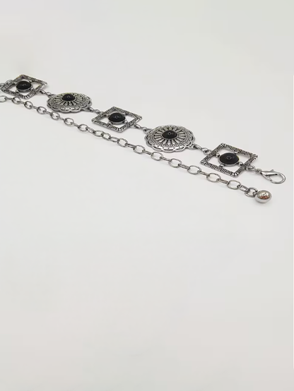 Boho Flair Plus Size Belt in Silver-Black