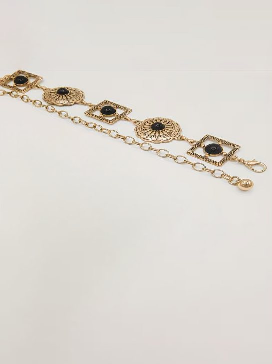 Boho Flair Plus Size Belt in Gold-Black