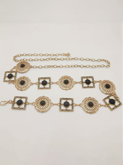 Boho Flair Plus Size Belt in Gold-Black