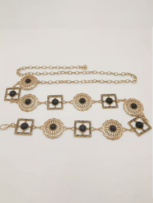 Boho Flair Plus Size Belt in Gold-Black
