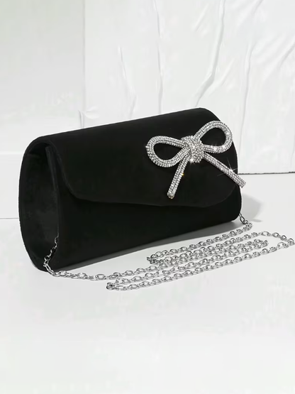Velvet Bow Detail Clutch