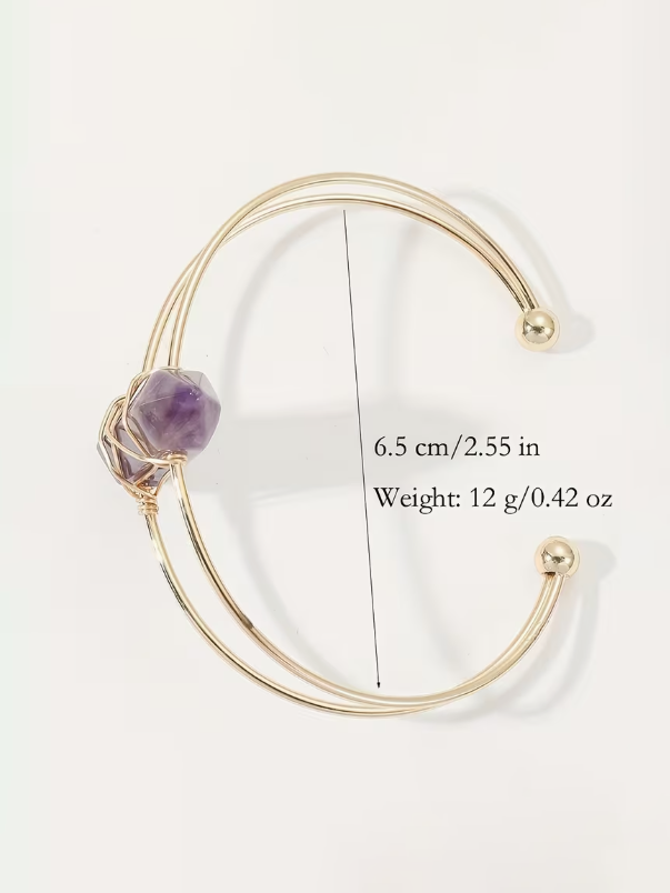 Natural Stone Wire Bangle Cuff