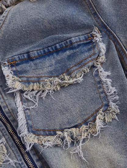 Sloane Vintage Frayed Plus Size Jean Jacket