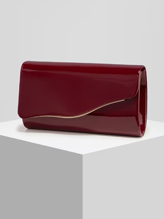 Sleek Curve Evening Bag in Burgundy
