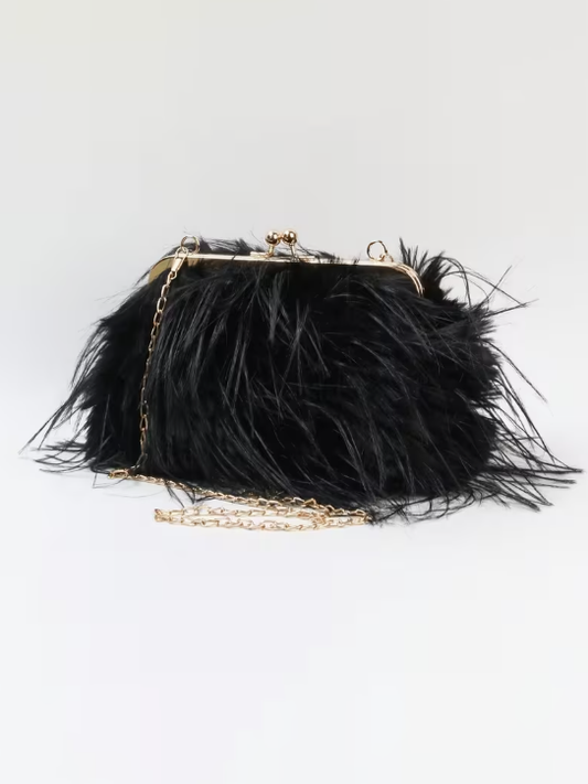 Faux Fur Bag in Black