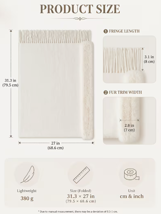 Shawl with Faux Fur Trim in Ivory