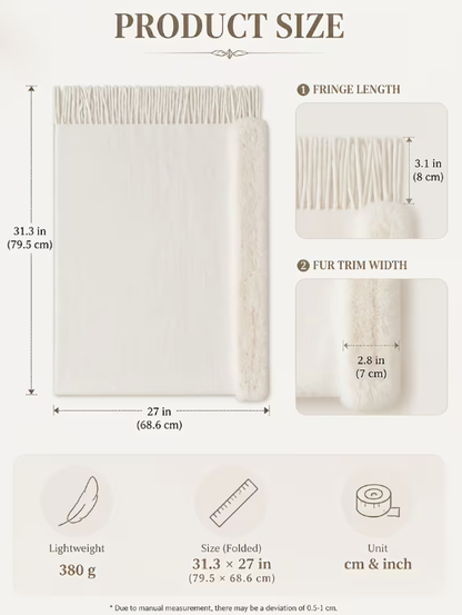 Shawl with Faux Fur Trim in Ivory