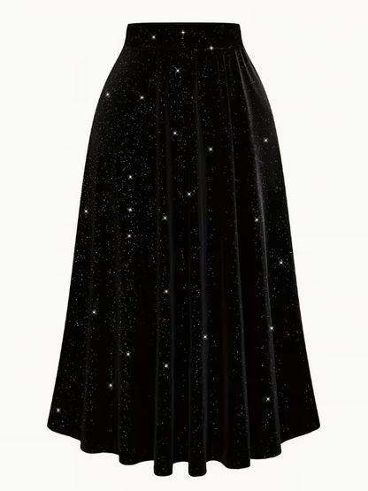 Simone Sparkling Velvet Plus Size Skirt, plus size skirt, front view