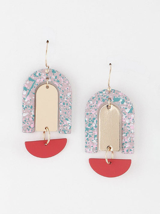 Splatter Arch Earrings, earrings, front view