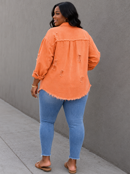 Sunset Crush Distressed Plus Size Denim Shirt