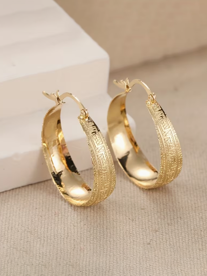 Textured Hoop Earrings, earrings, front view
