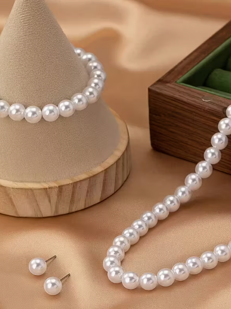 Timeless Classic Faux Pearl Set, jewelry, detail view