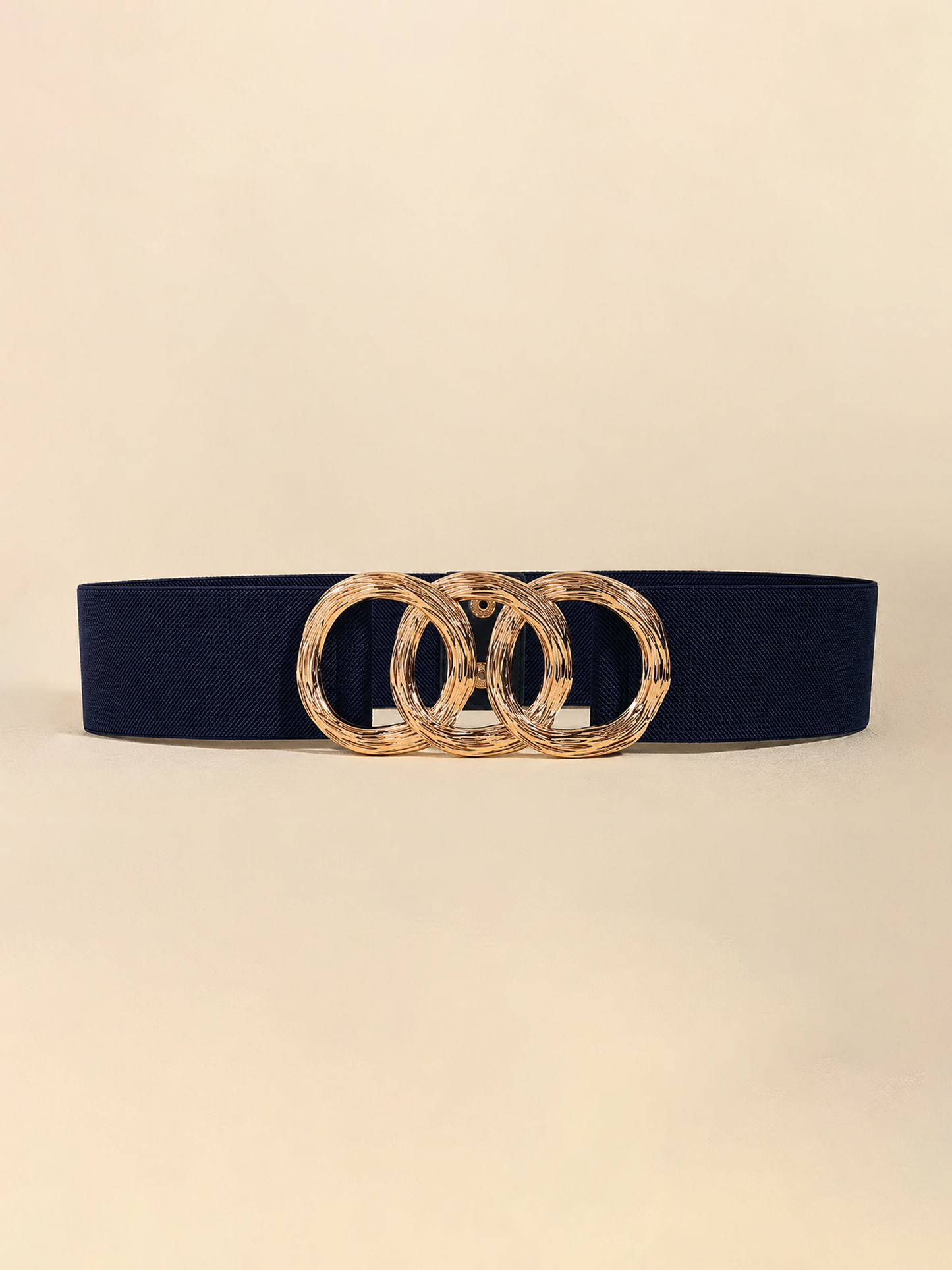 Triple Circle Elastic Plus Size Belt in Navy