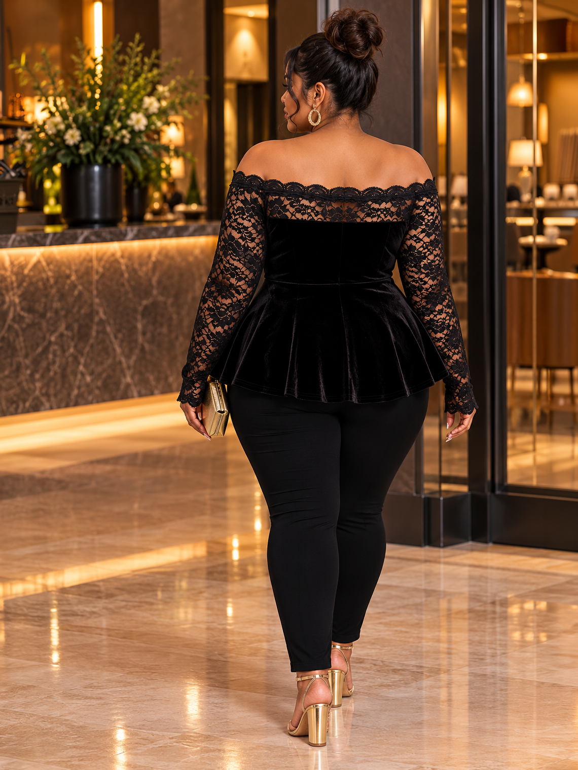 Victoria Lace & Velvet Plus Size Top