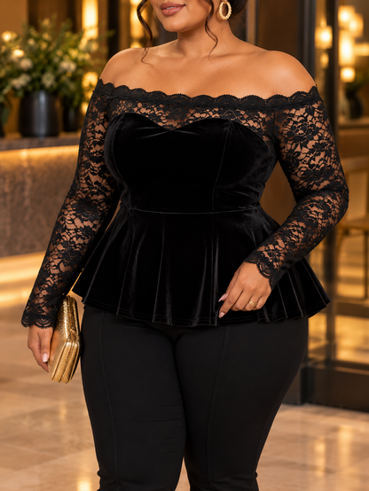 Victoria Lace & Velvet Plus Size Top