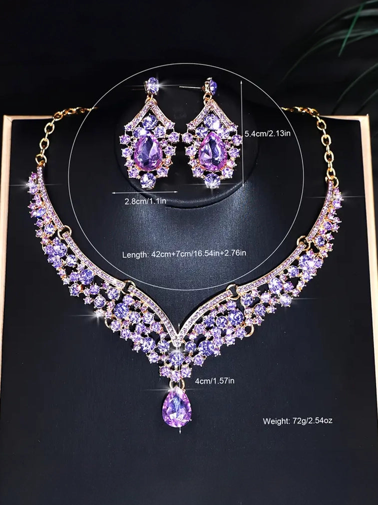 Vintage Inspired Purple Necklace Set, necklace, detail view