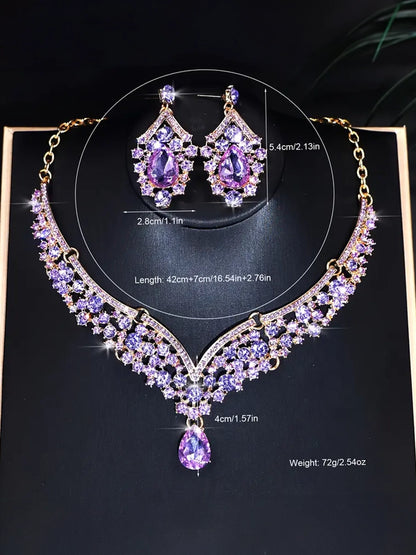 Vintage Inspired Purple Necklace Set, necklace, detail view