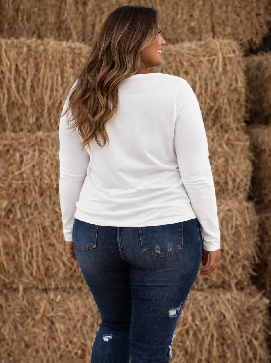 Vintage Long Sleeve Plus Size Top, plus size top, alternate view