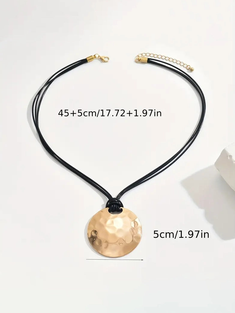 Vintage Moon Shaped Necklace, earrings, styled view