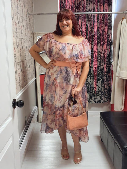 Vivian Off Shoulder Plus Size Dress, plus size dress, detail view