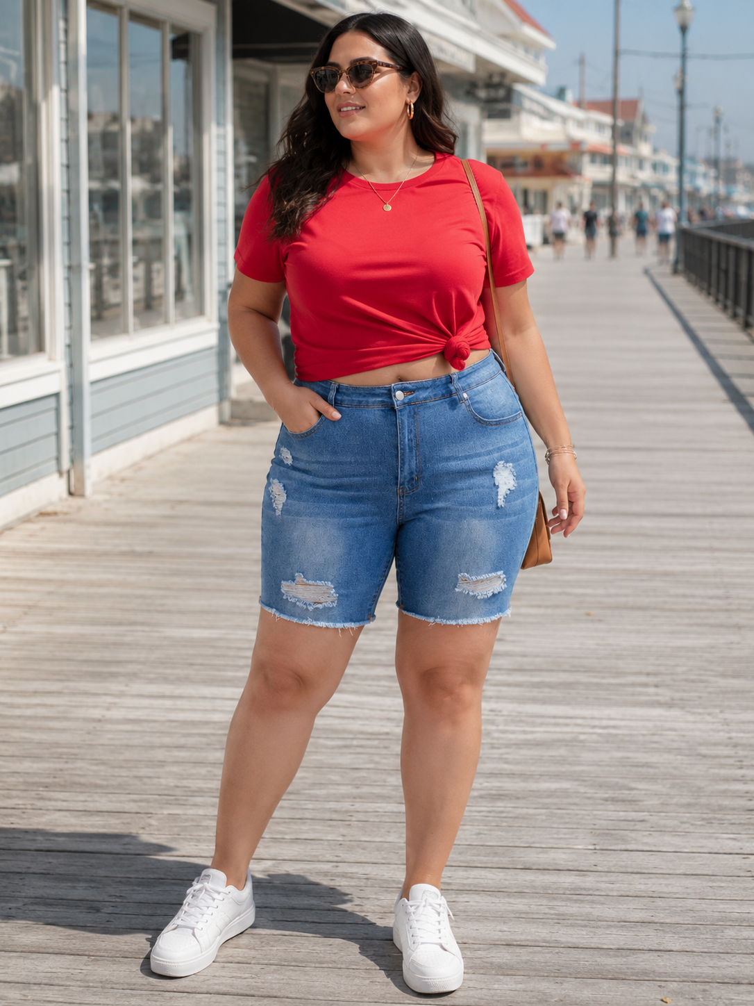 Carrie Frayed Plus Size Jean Shorts