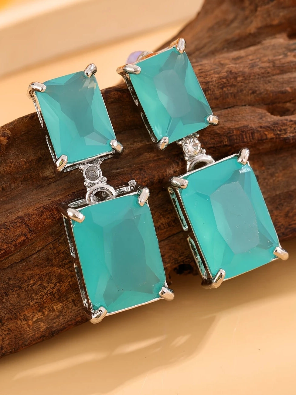 Rectangular Drop Earrings, earrings, front view