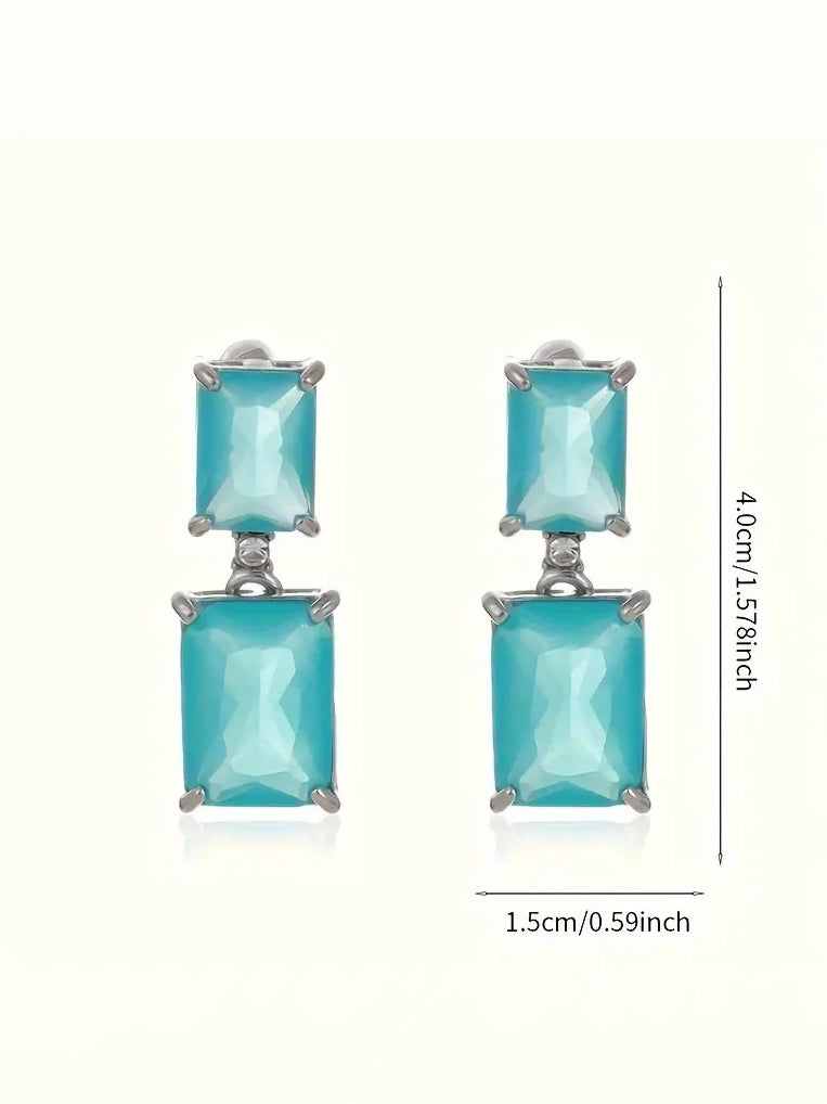 Rectangular Drop Earrings, earrings, styled view