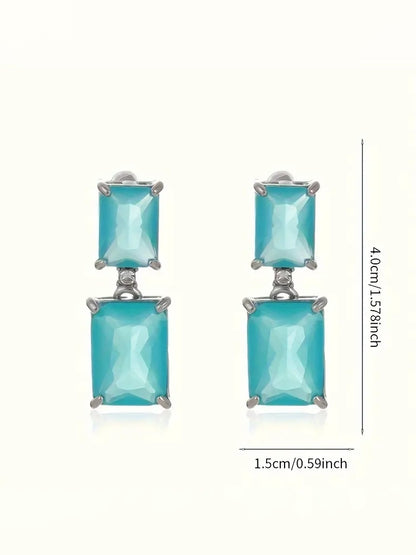 Rectangular Drop Earrings, earrings, styled view
