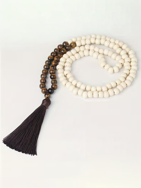 Beaded Tassle Necklace, necklace, front view