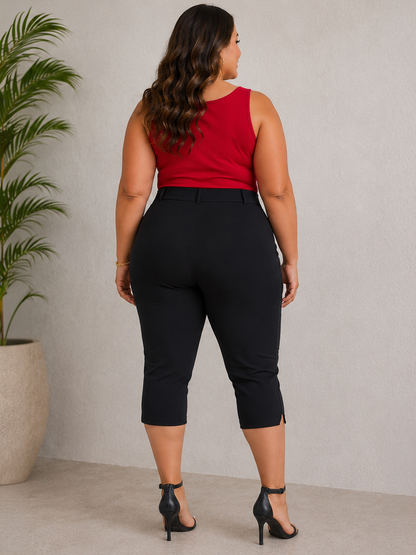 Bella Pull On Plus Size Capri With Pockets