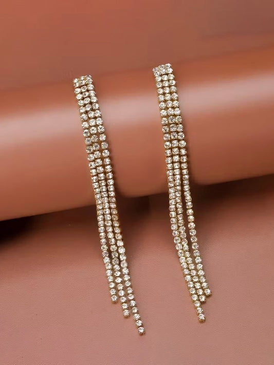 Cascading Rhrinestone Earrings, earrings, front view