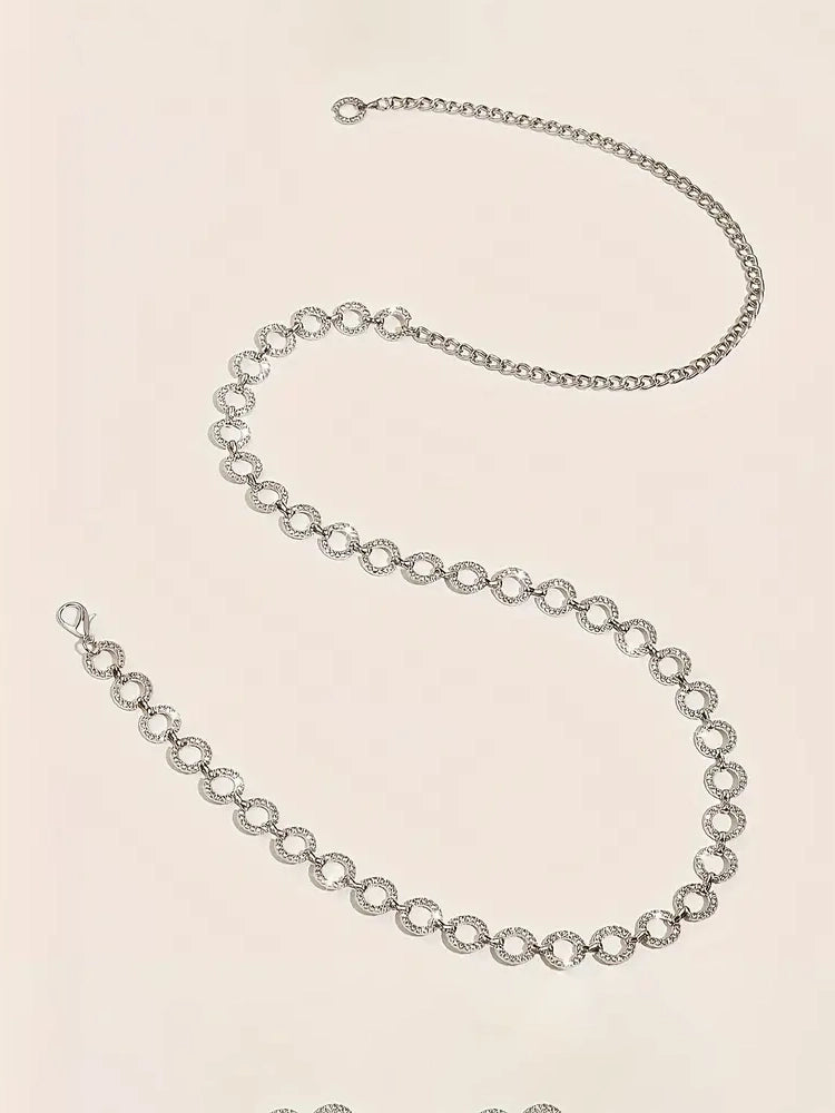 Plus Size Chain Belt with Rhinestone Discs, belt, styled view