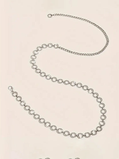 Plus Size Chain Belt with Rhinestone Discs, belt, styled view